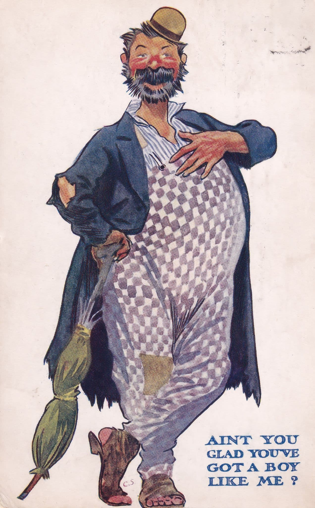 Eccentric Gay interest LGBT Tramp Antique Comic Humour Postcard