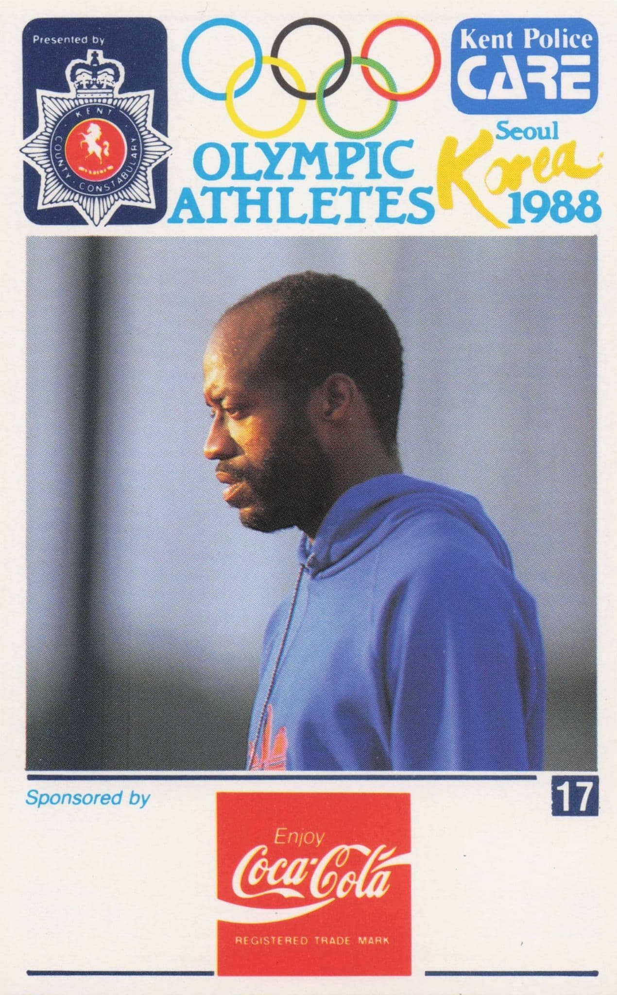 Ed Moses USA Athlete Hurdles Olympics 1988 Rare Police Trade Photo Card