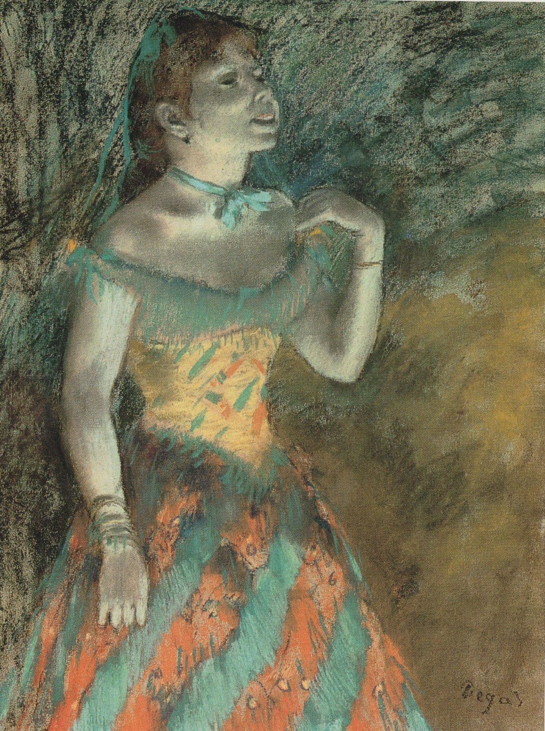 Edgar Degas The Woman Singer In Green Painting Postcard