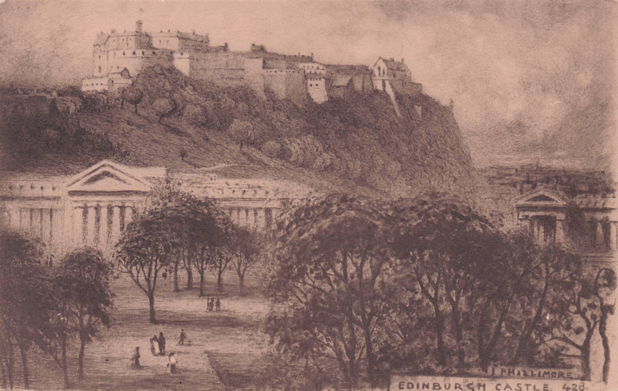 Edinburgh Castle on Hill Scottish Phillimore Scottish Old Postcard