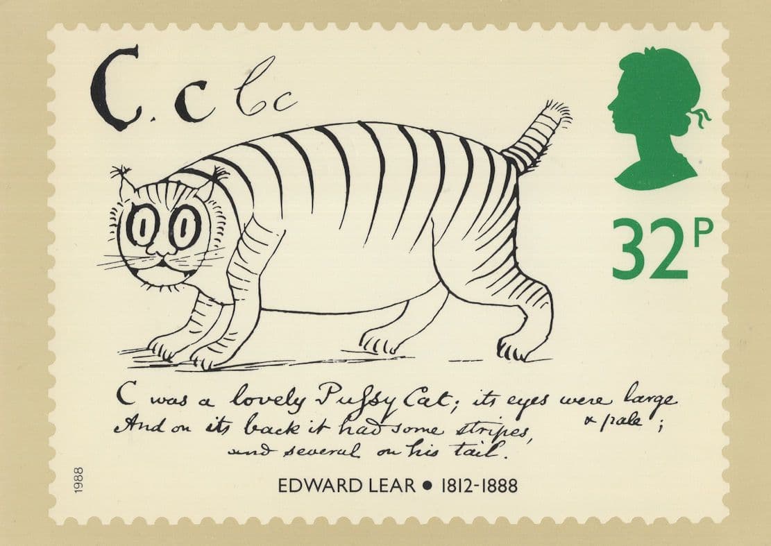 Edward Lear Pugsy Cat Rhyme RMPQ Stamp Postcard