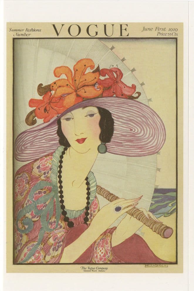 Edwardian Flute Lady Giant Summer Hat Beach Umbrella Fashion Postcard