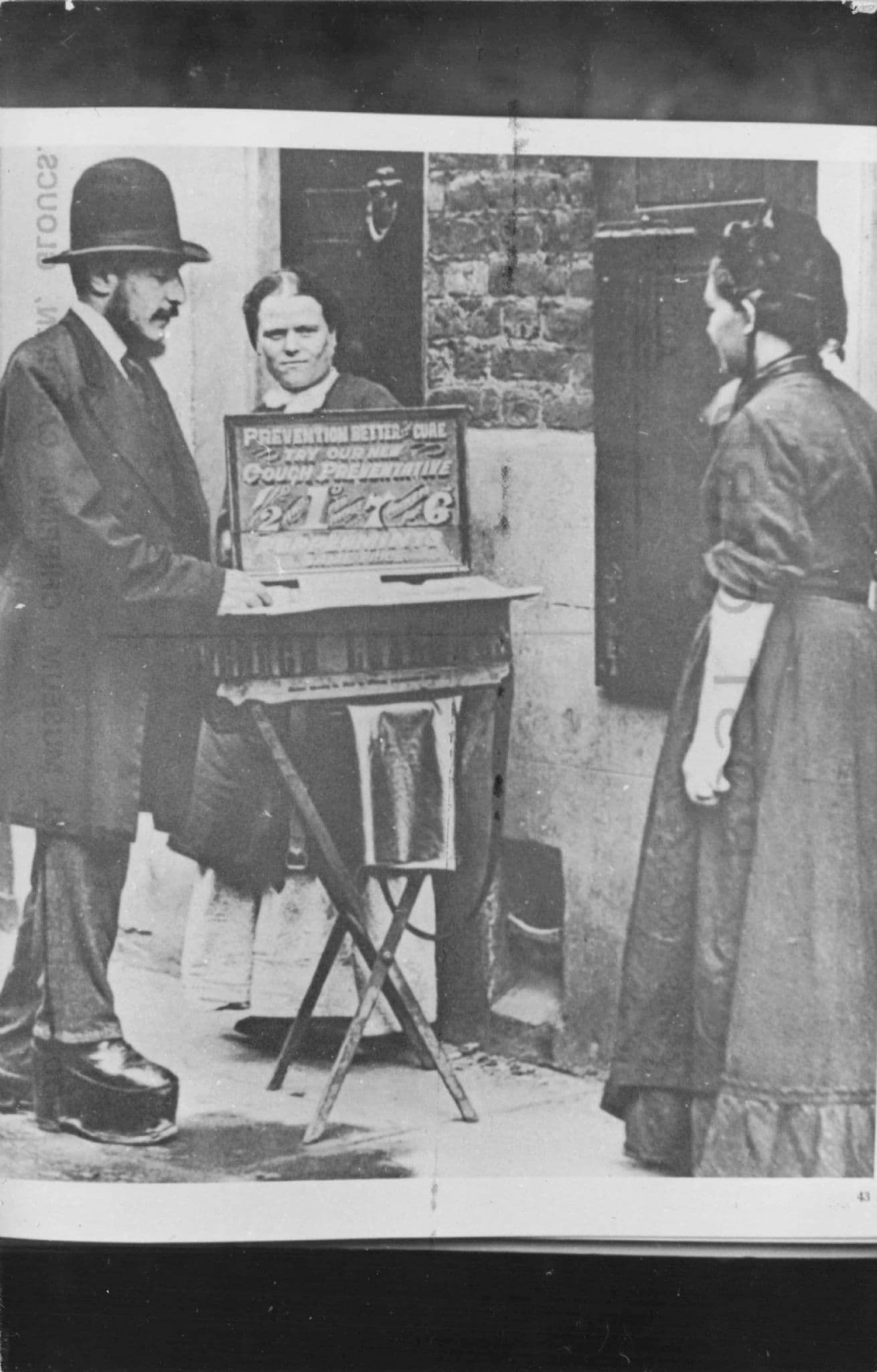 Edwardian Lady Cough Prevention Cure Market Stall Postcard