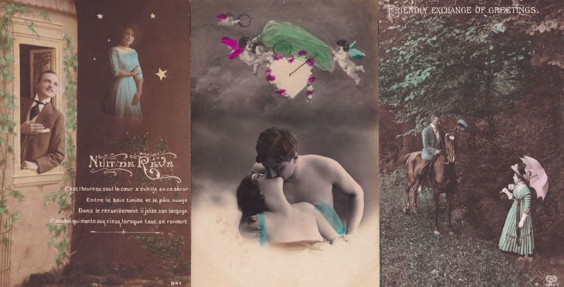 Edwardian Romance French Cupid Highwayman 3x Postcard Bundle