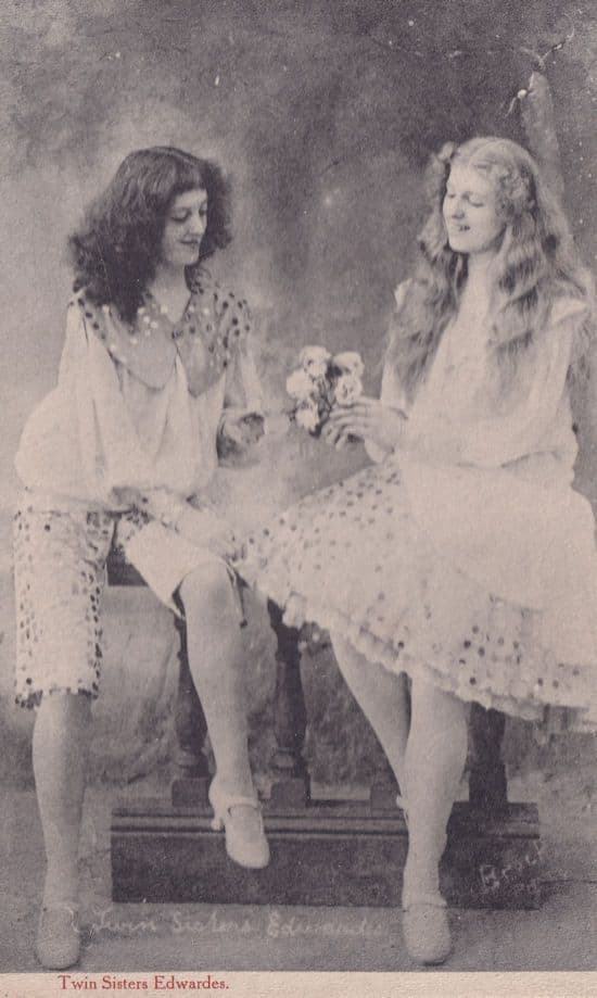 Edwardian Twin Sisters Twins Antique Postcard