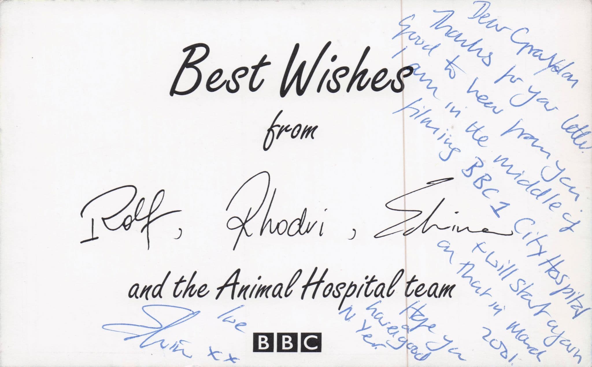 Edwina Silver with Rolf Harris BBC Animal Hospital Hand Signed Photo