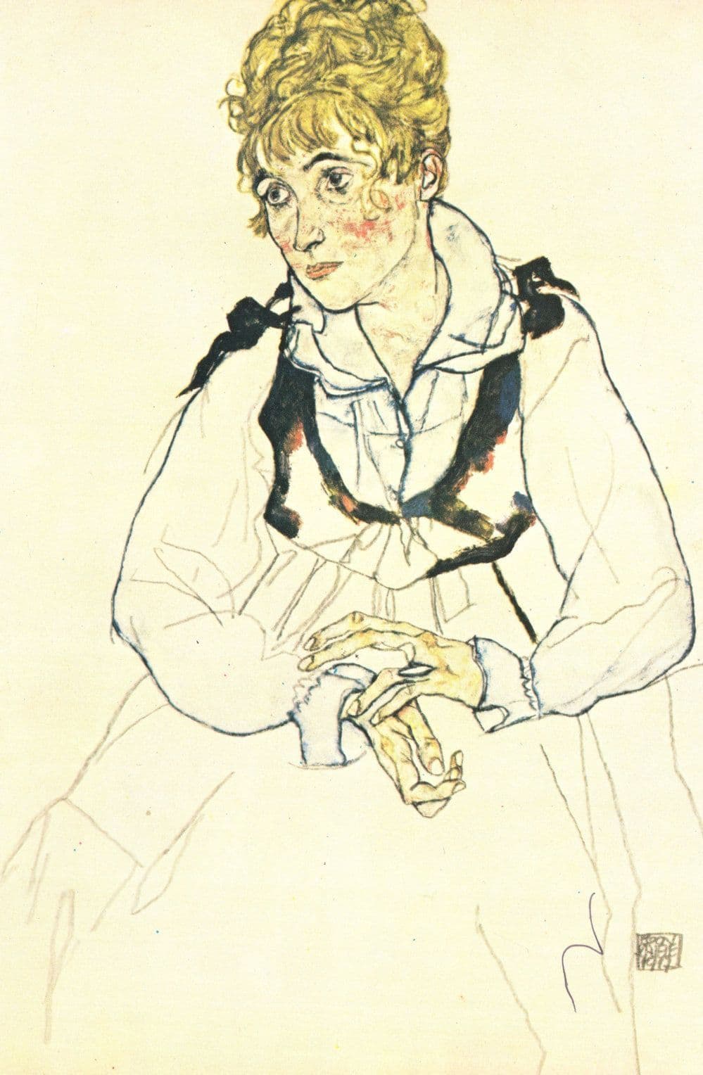 Egon Schiele Die Frau Des Kunstlers Painting POstcard