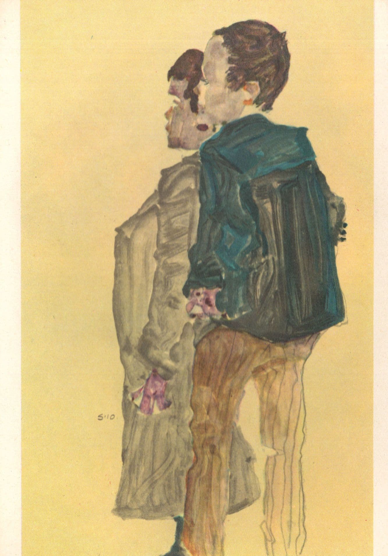Egon Schiele Zwei Knaban Salzburg Austria Painting Postcard