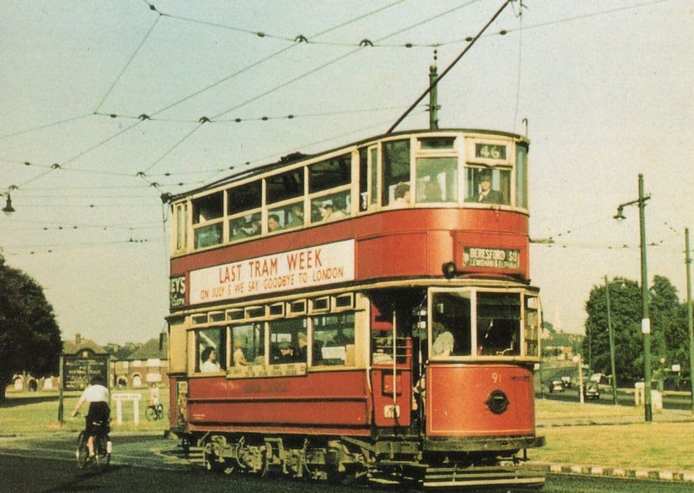 EH 1920s Built London Tram Bus in 1952 at Eltham Transport Postcard