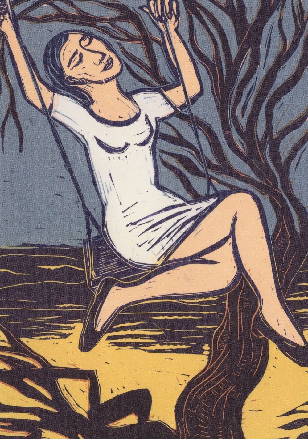 Eileen Cooper Summer Breeze Girl On A Swing Painting Postcard