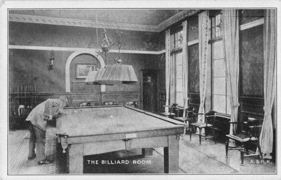 Elderly OAP Man Practicing Billiards Pool Room Antique Postcard