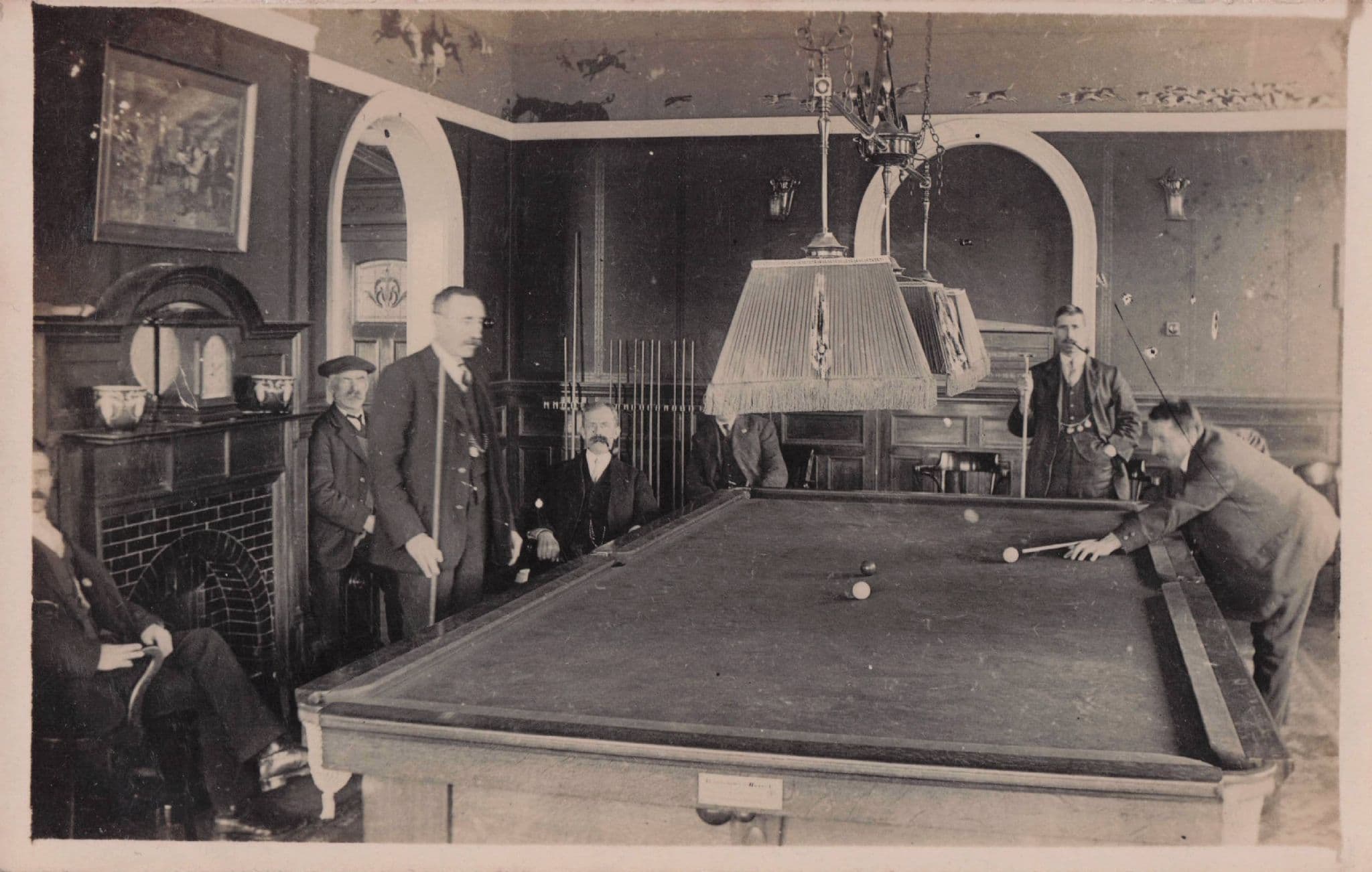 Elderly OAP Pipe Smoking Posh Men Playing Billiards Old RPC Postcard