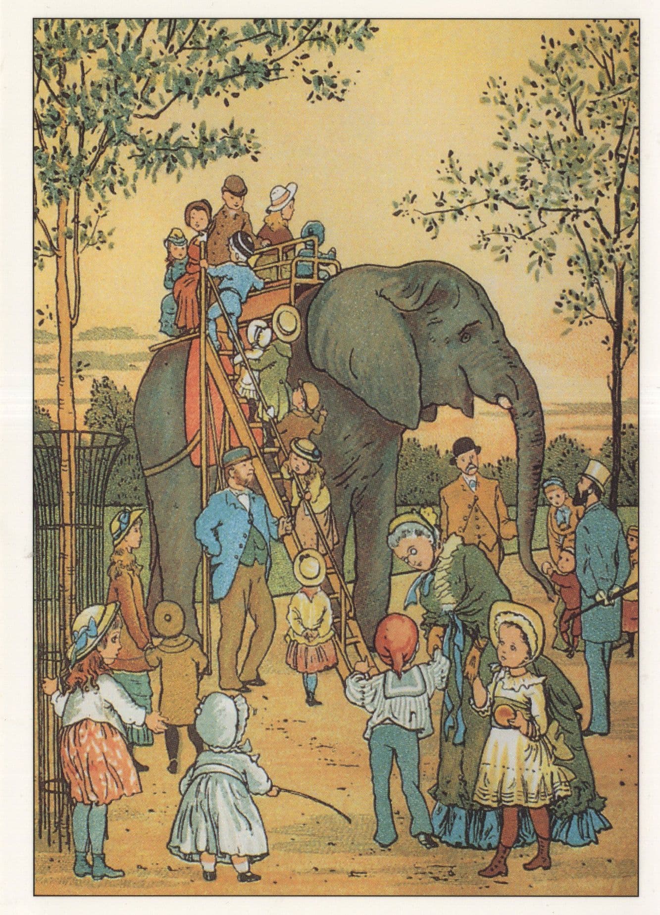 Elephant Ride Victorian Book Childrens Story Postcard