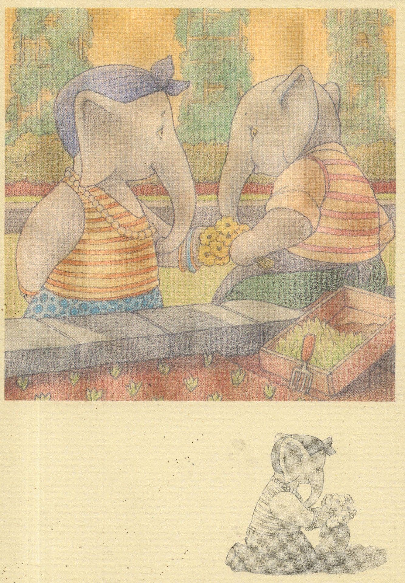 Elephants Gardener Never Forget Allotment Planting Seeds Postcard