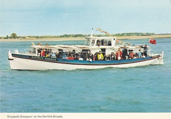 Elizabeth Simpson Ship Guided Tours on Norfolk Broads Postcard