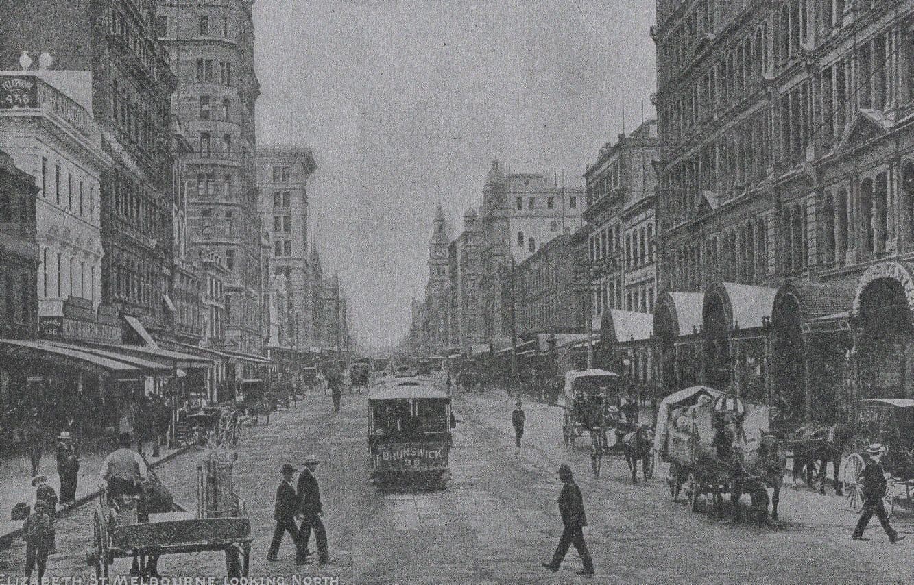 Elizabeth Street Melbourne Looking North Australia Old Postcard