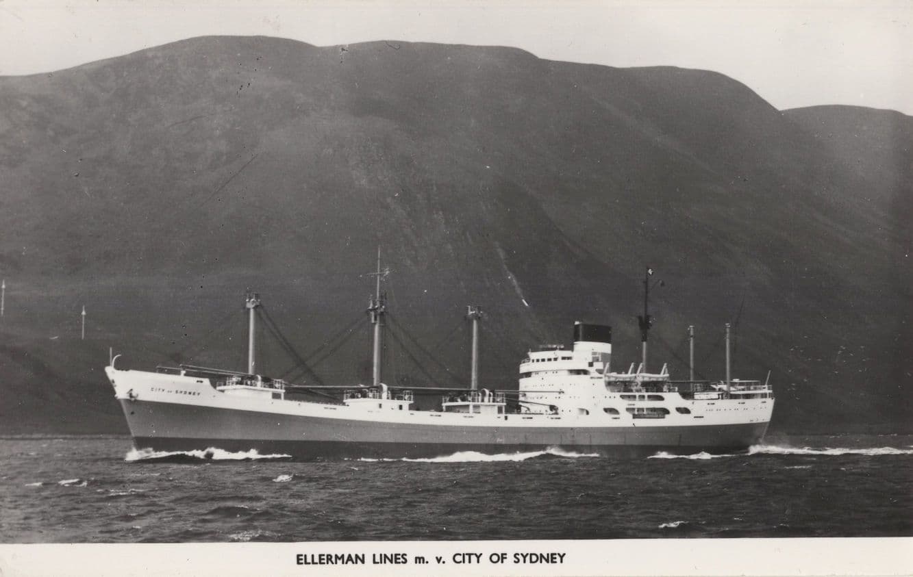 Ellerman Lines Ship City Of Sydney Australia Original RPC Postcard