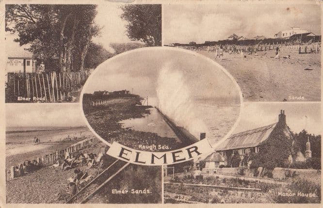 Elmer Sussex Rough Sea Manor House Road Antique Postcard