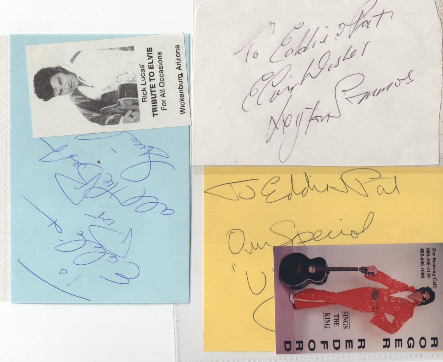 Elvis Presley 3x Tribute Impersonator Hand Signed Autograph Bundle