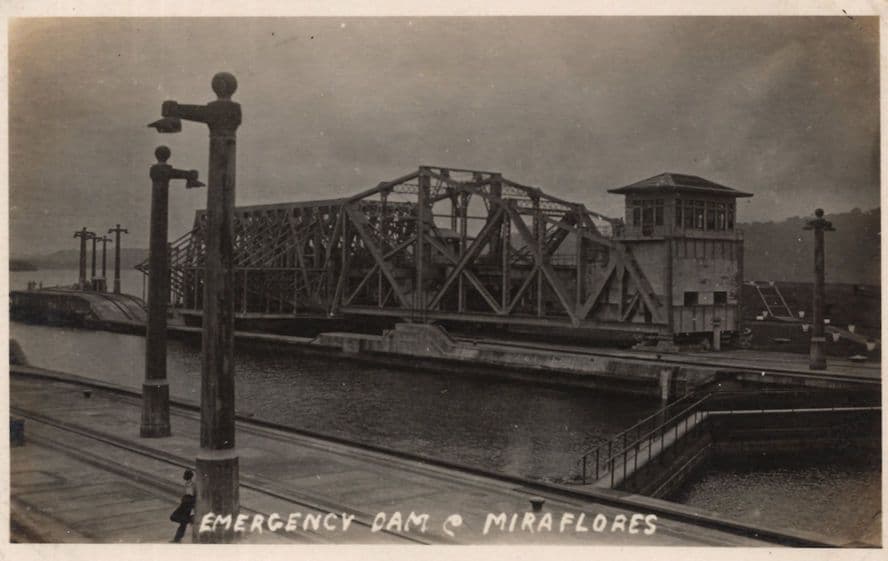 Emergency Dam & Miraflores Panama Canal South America RPC Postcard