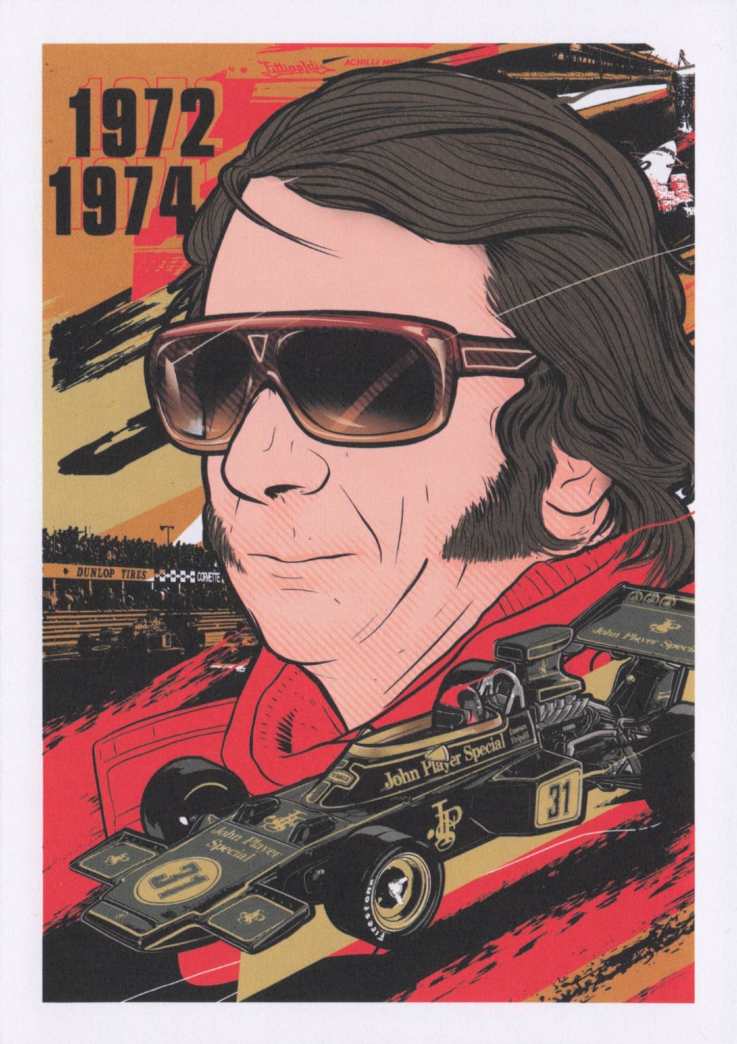 Emerson Fittipaldi Brazil Grand Prix F1 Motor Racing Driver Painting Postcard