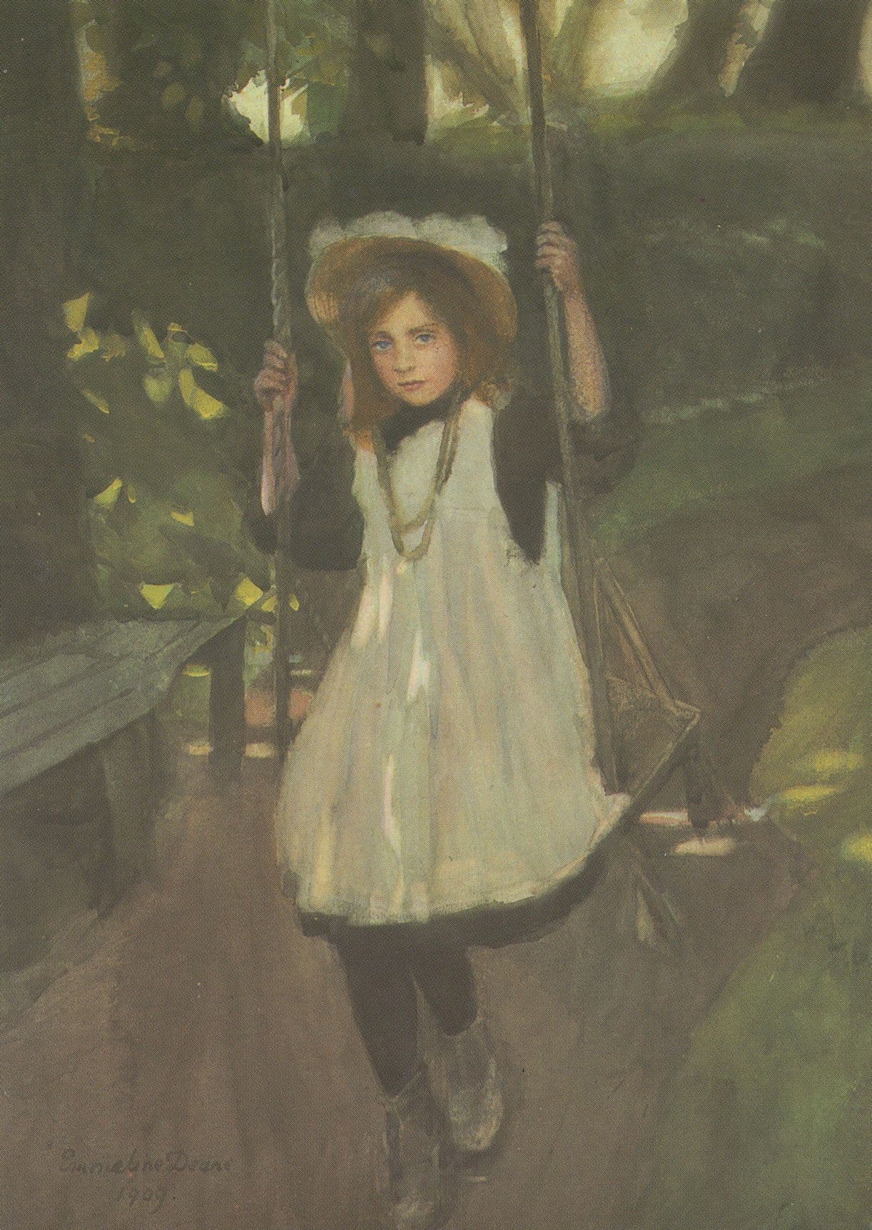 Emmeline Deane The Childrens Swing Victorian Painting Postcard