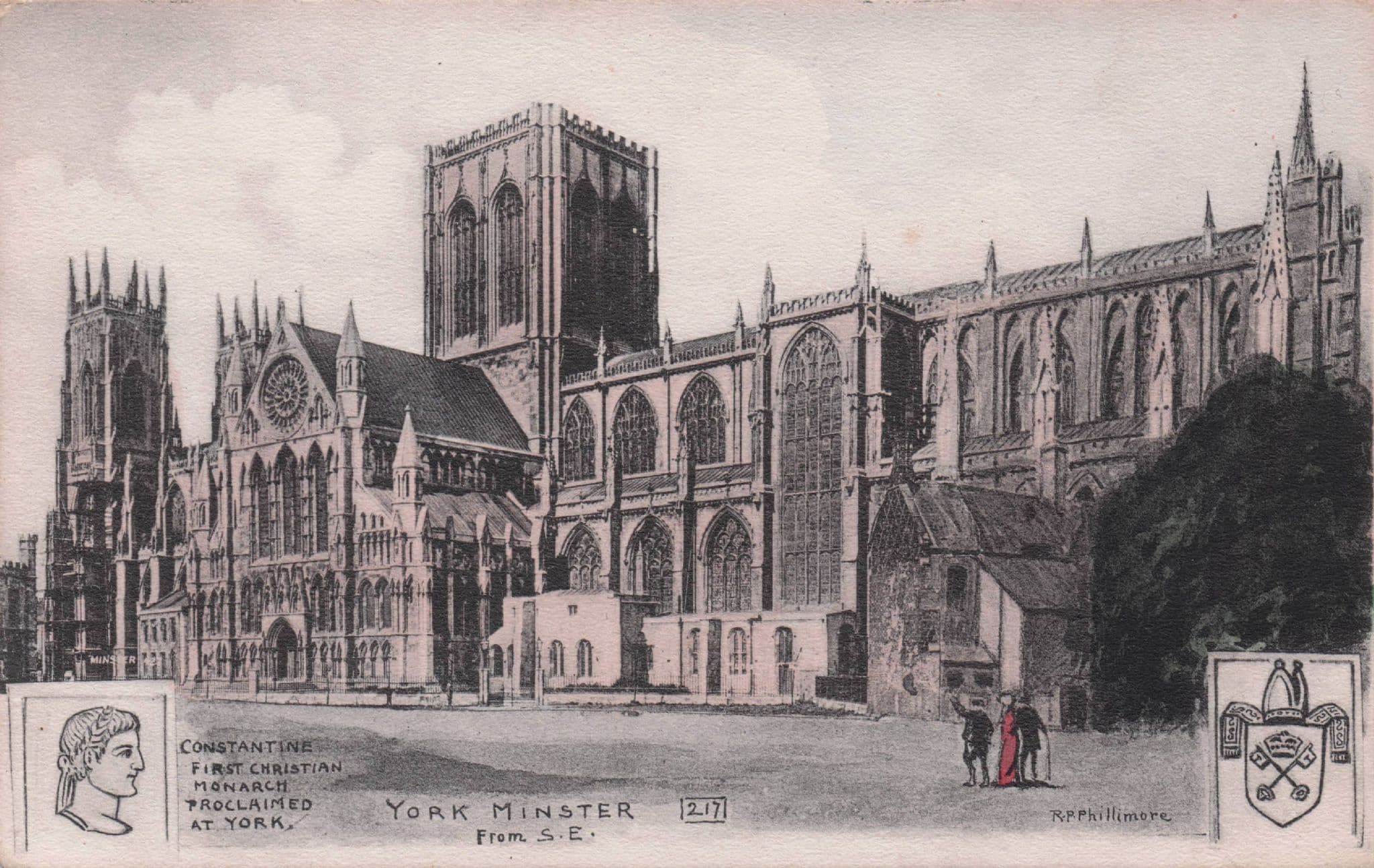 Emperor Constantine York Minster From South East Phillimore Postcard
