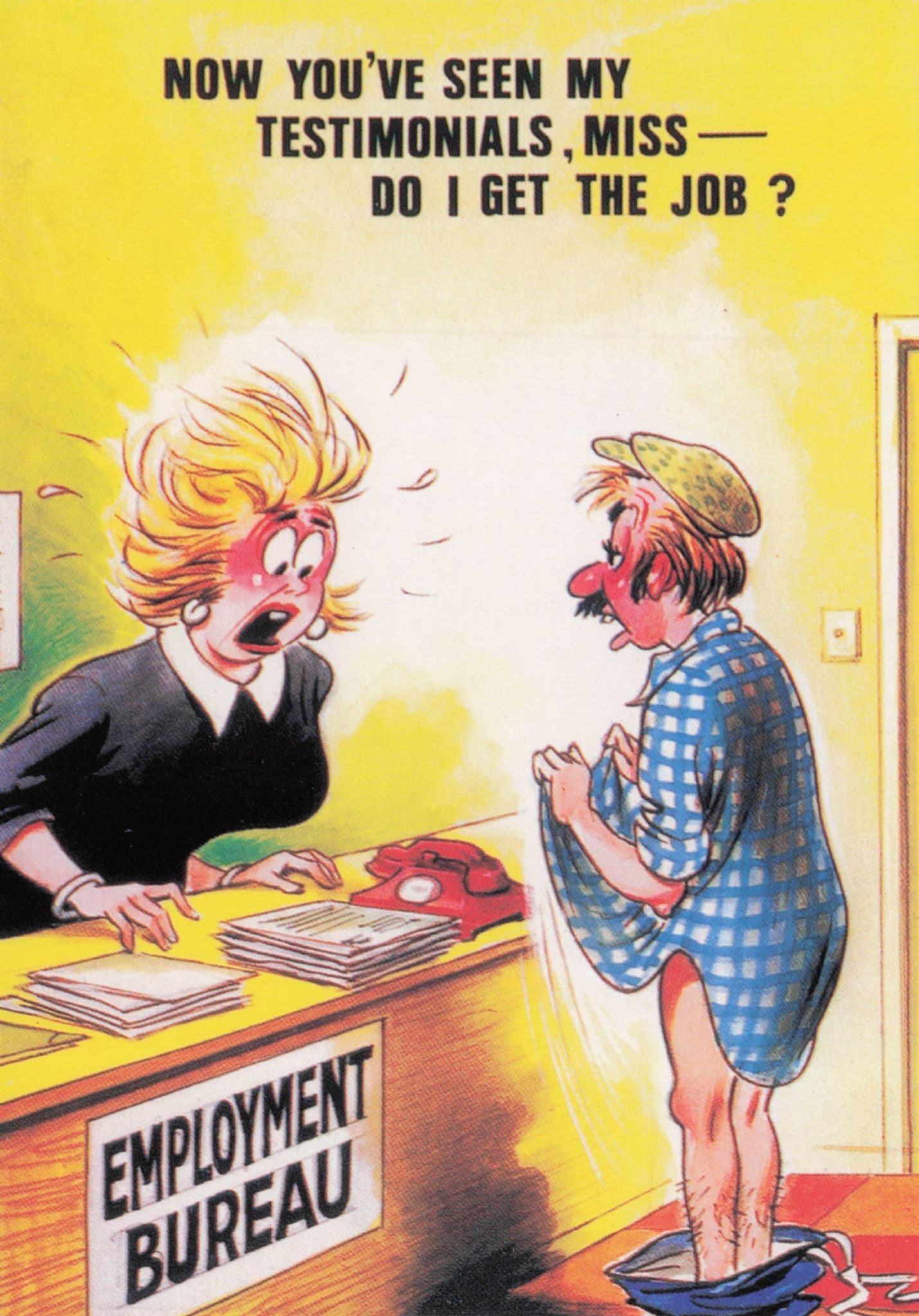 Employment Centre Man Shows Penis To Get Job Bamforth Comic Postcard