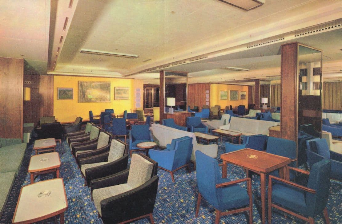 Empress Of Canada Ship Lounge Greenock Dock On Board Old Postcard