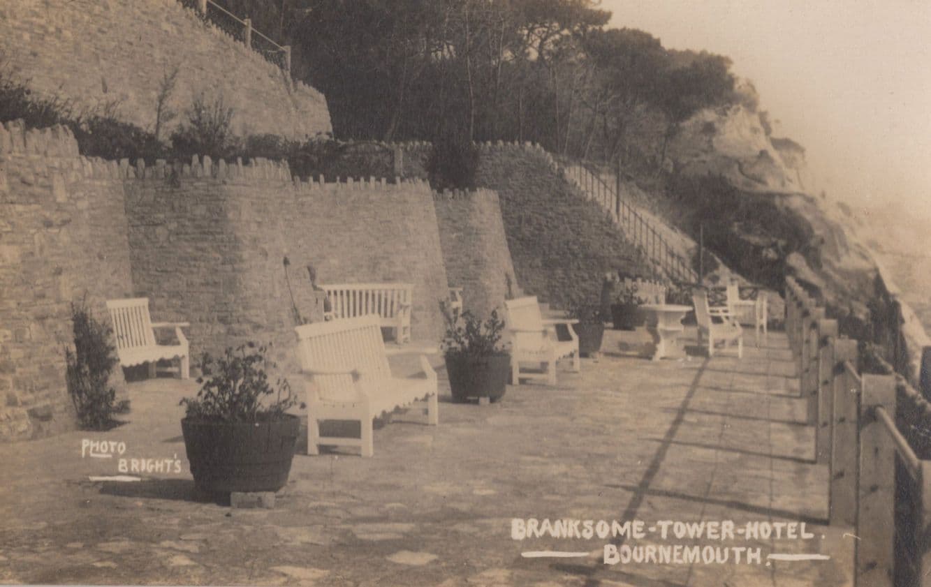 Empty Chairs At Bransome Tower Hotel Bournemouth Rare Old Postcard