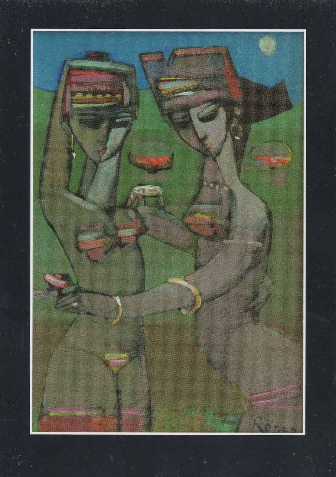Endre Roder Just Us Two LGBT Women Art Deco Painting Postcard