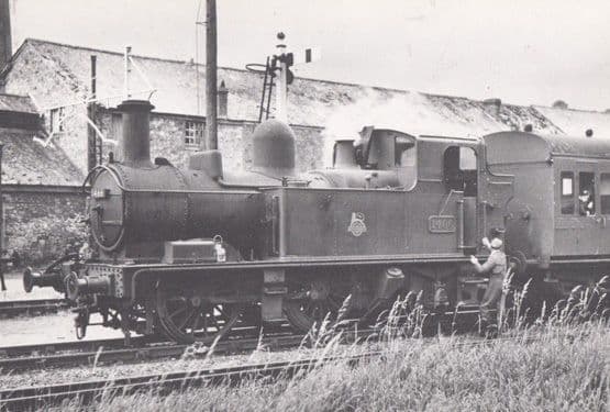 Engine 1466 with Totnes Train at Ashburton Station in 1958 Railway Postcard