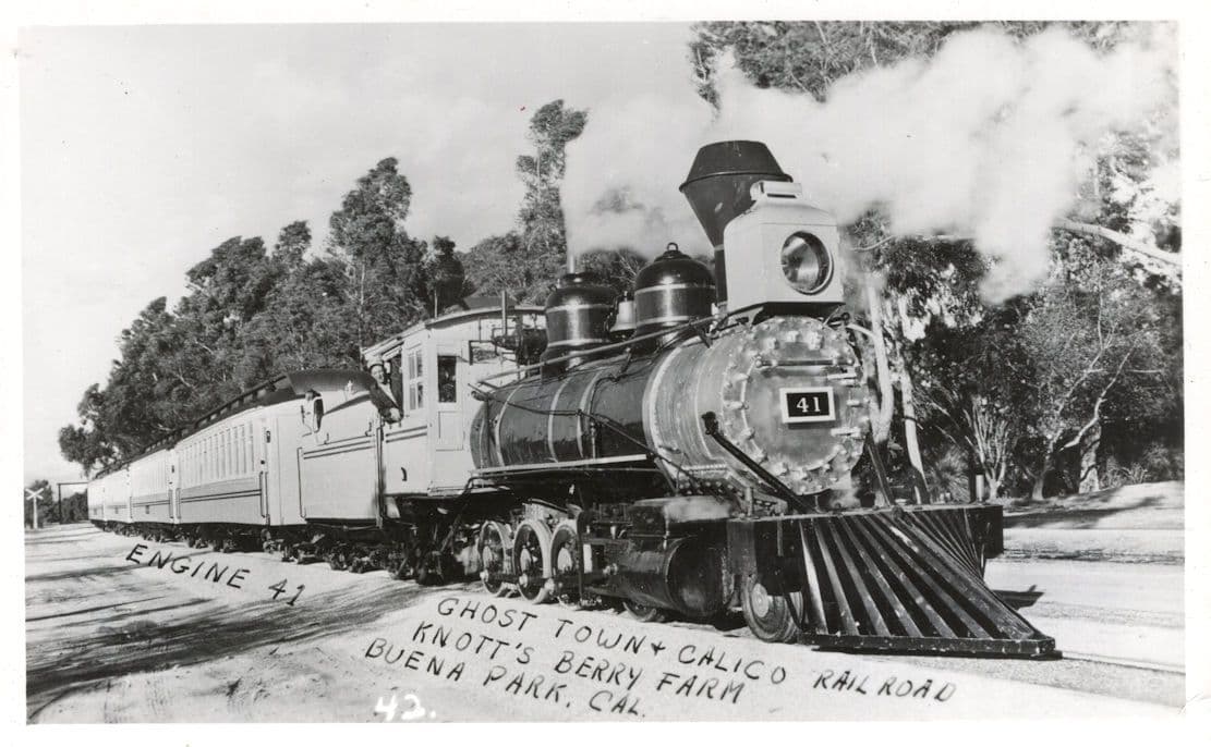 Engine 41 Ghost Town Calico Railroad Knotts Berry Farm CA USA RPC Old Postcard
