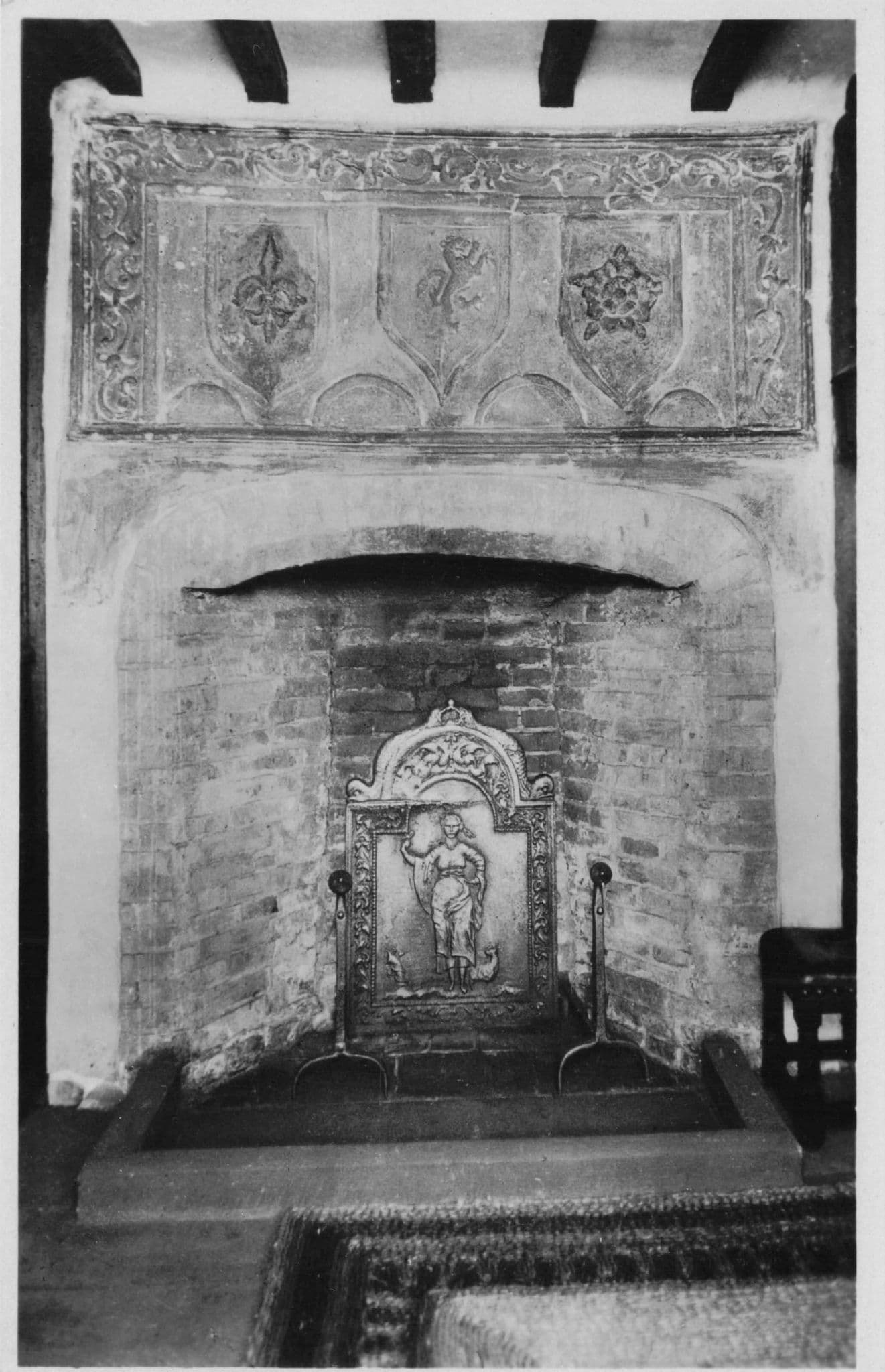 English Antique Fireplace Harvard House Stratford On Avon Tucks Old RPC Postcard