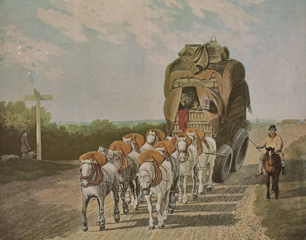 English Stage Wagon Victorian 1815 Painting Postcard