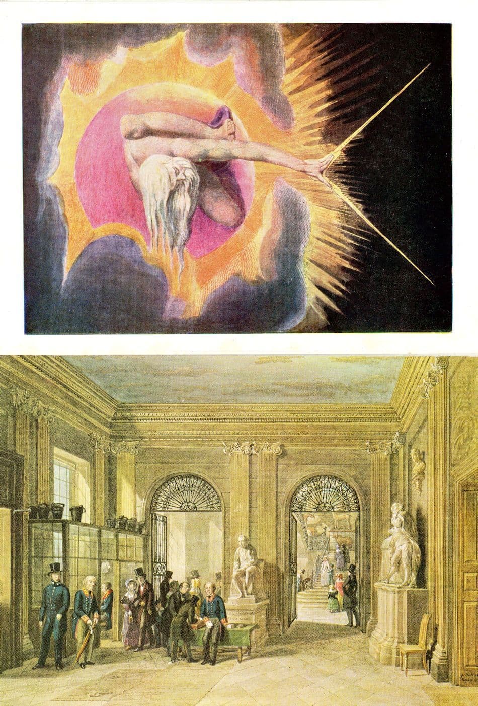 Entrance Hall of Old British Museum George Scharf Victorian London 1845 Painting Postcard