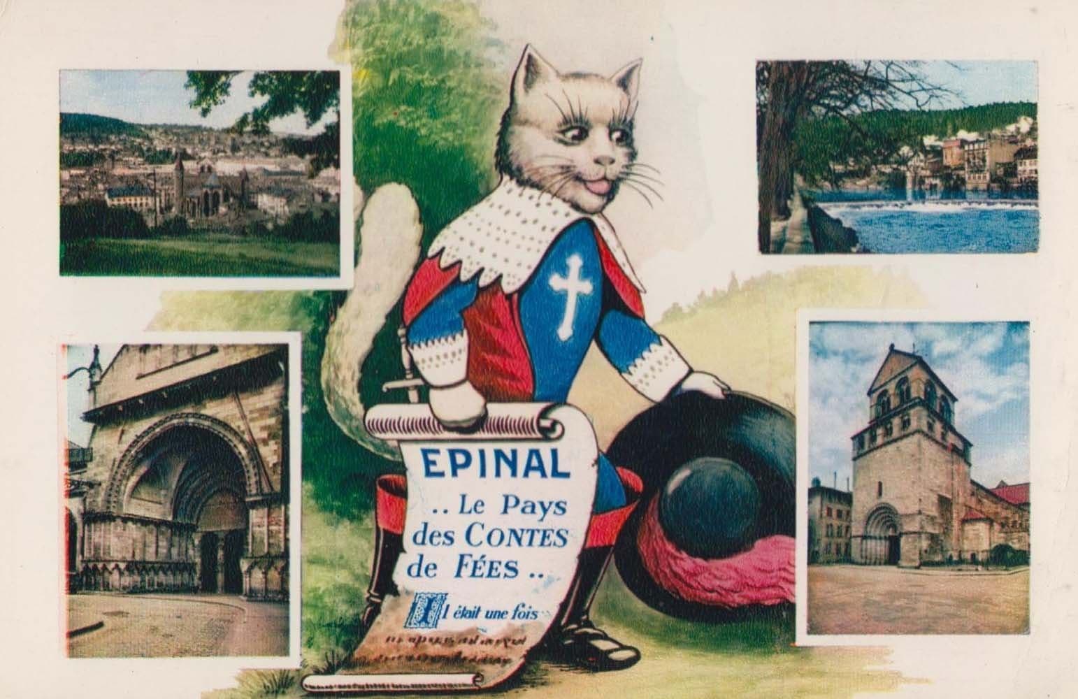 Epinal Cat Knight With Scroll French Unique Postcard