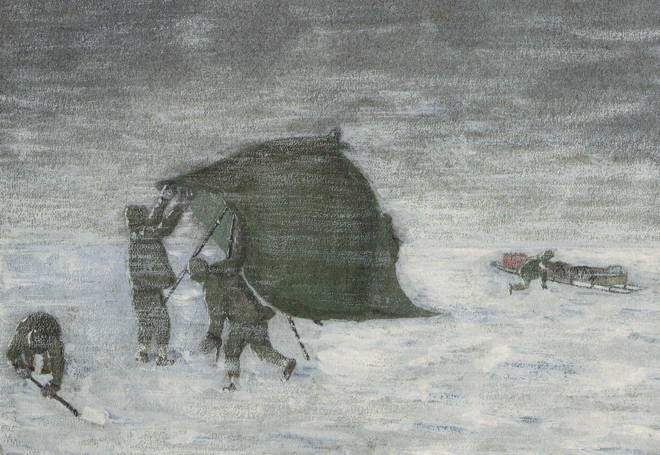 Erecting A Pyramid Tent on Terra Nova Polar Expedition Postcard