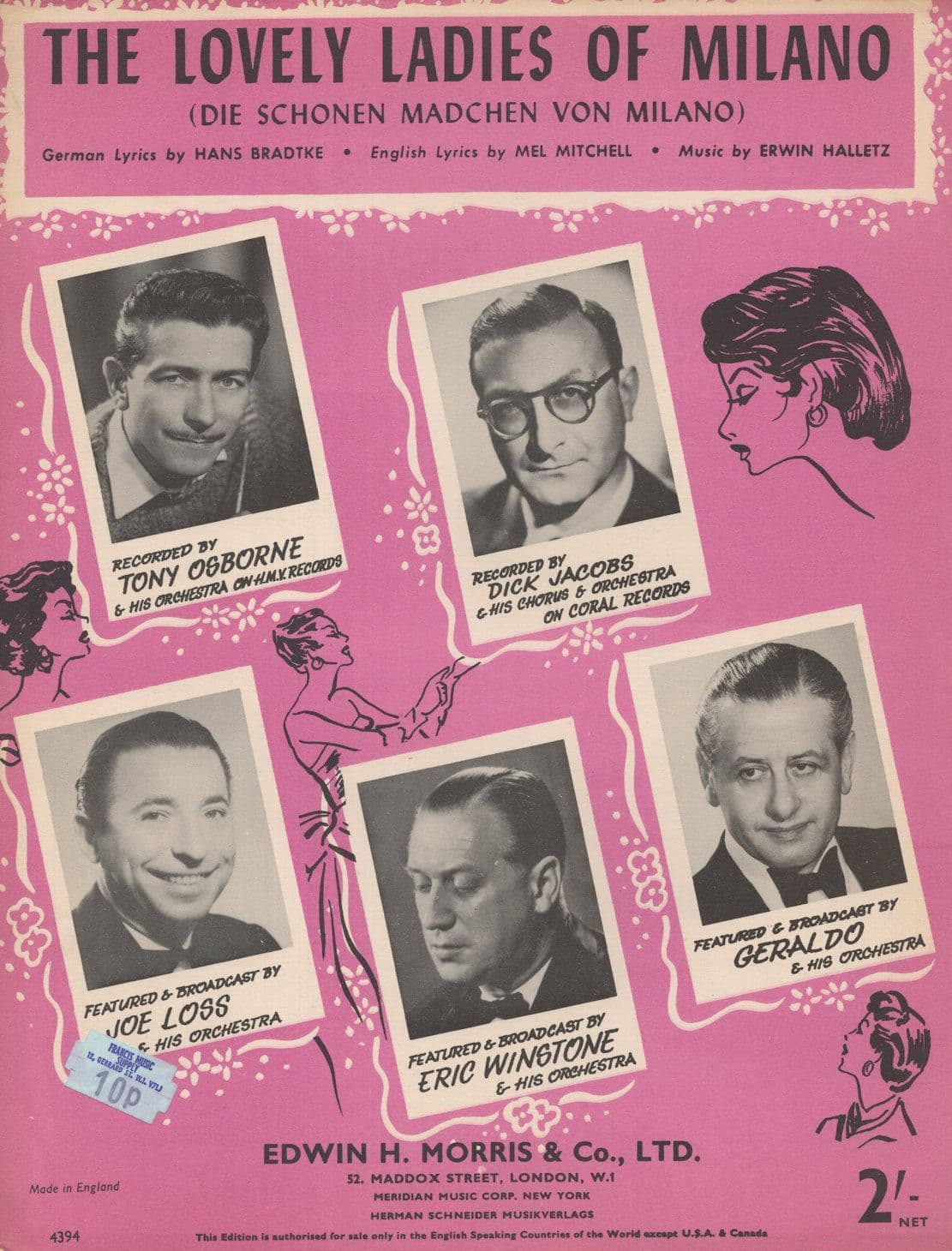 Eric Winstone Joe Loss Geraldo The Lovely Ladies Of Milano Sheet Music