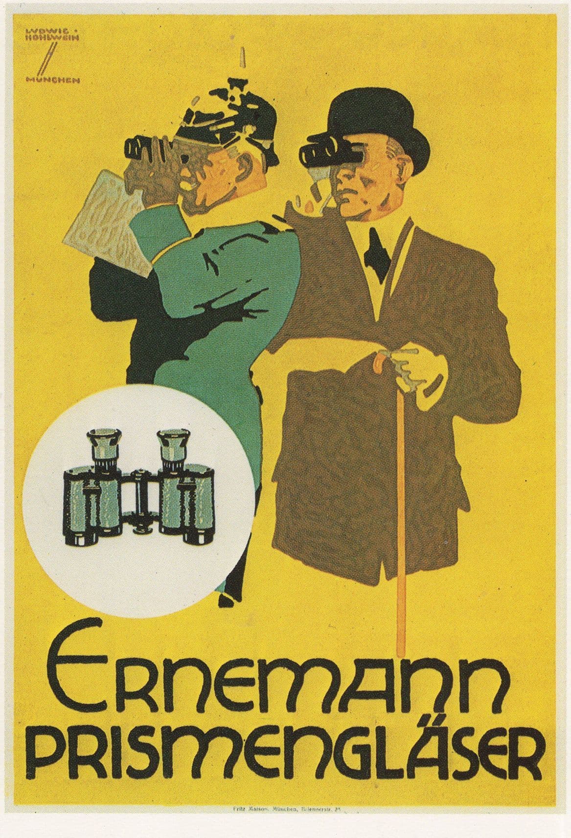 Ernemann Prism Englaser Binoculars German Advertising Postcard