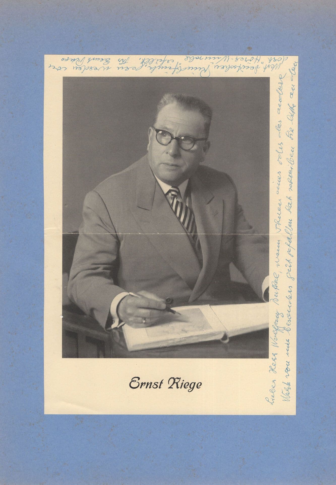 Ernst Riege Old Film Music Composer Large Double Signed Photo