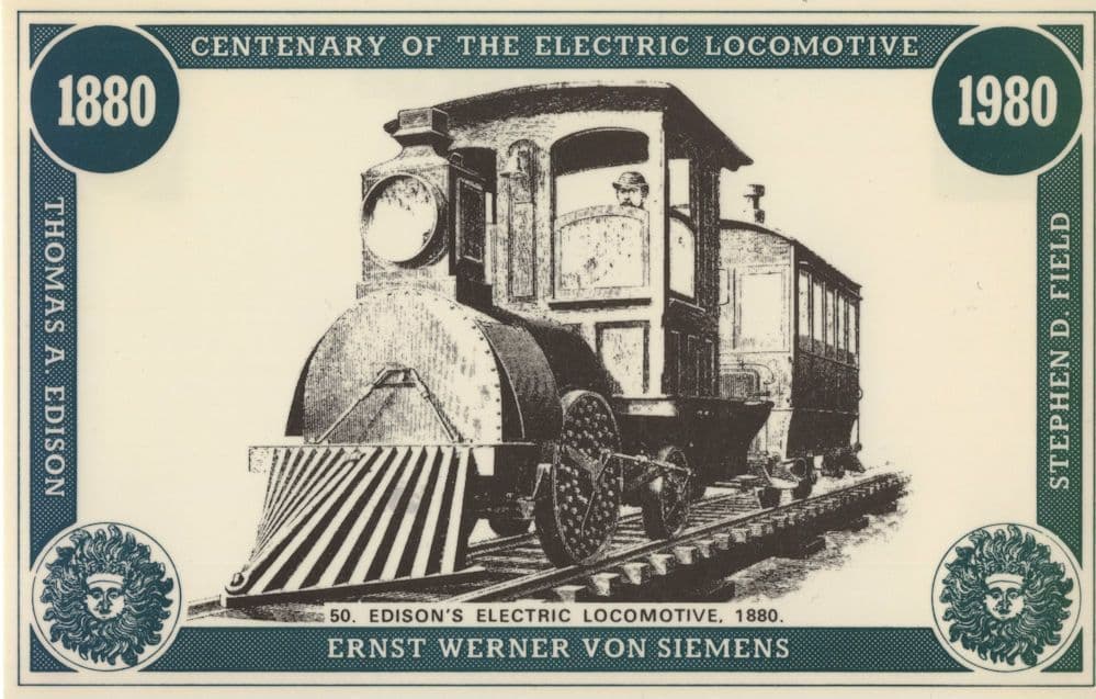 Ernst Werner Von Siemons Edisons Electric 1880 Locomotive Postcard