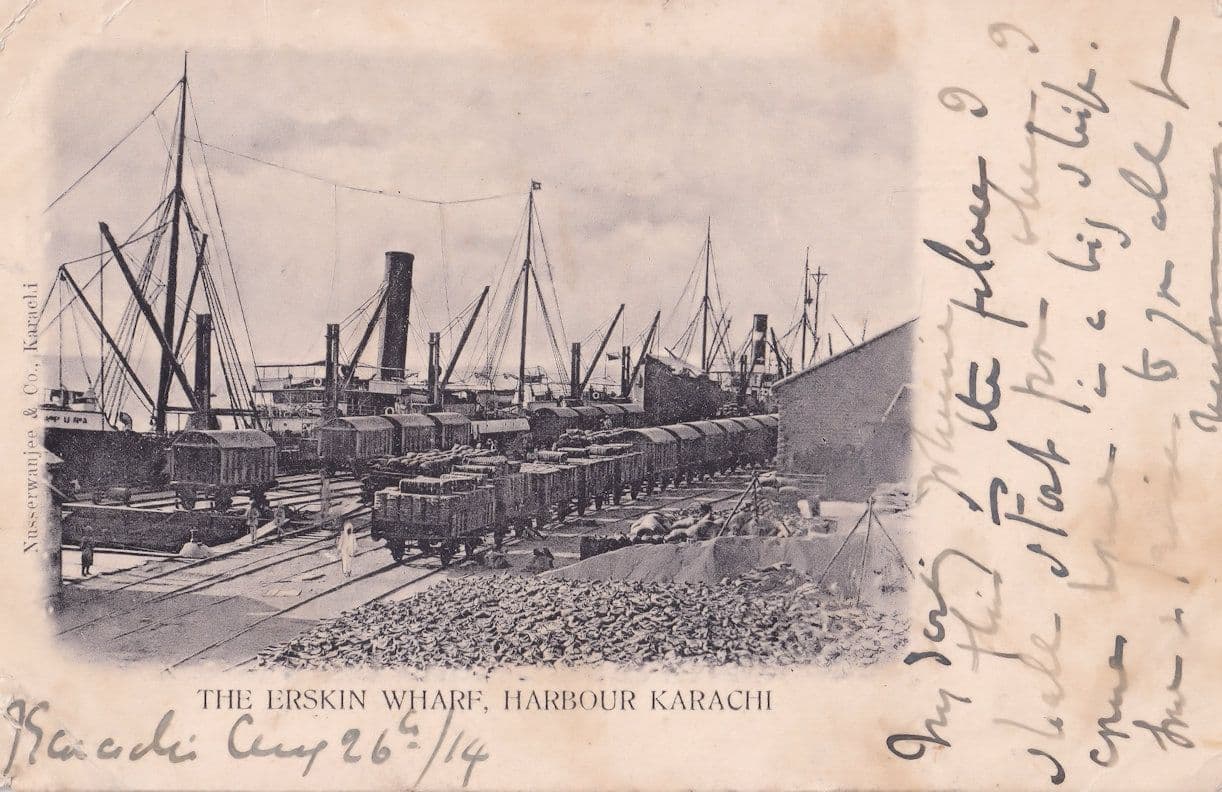 Erskin Wharf India 1914 WW1 Harbour Boats Postcard