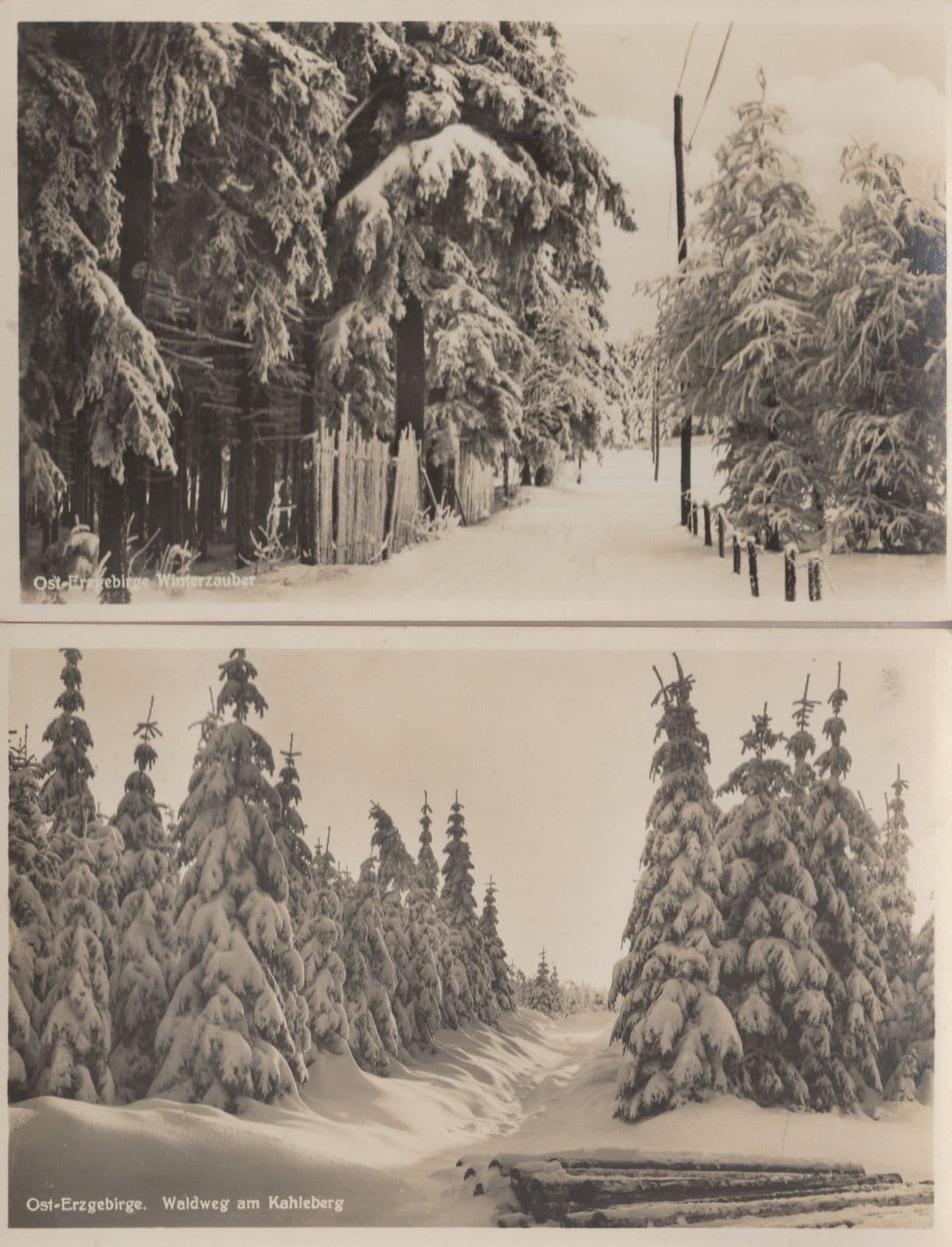 Erzgebirge Waldweg AM Kahleberg 2x German RPC Postcard s