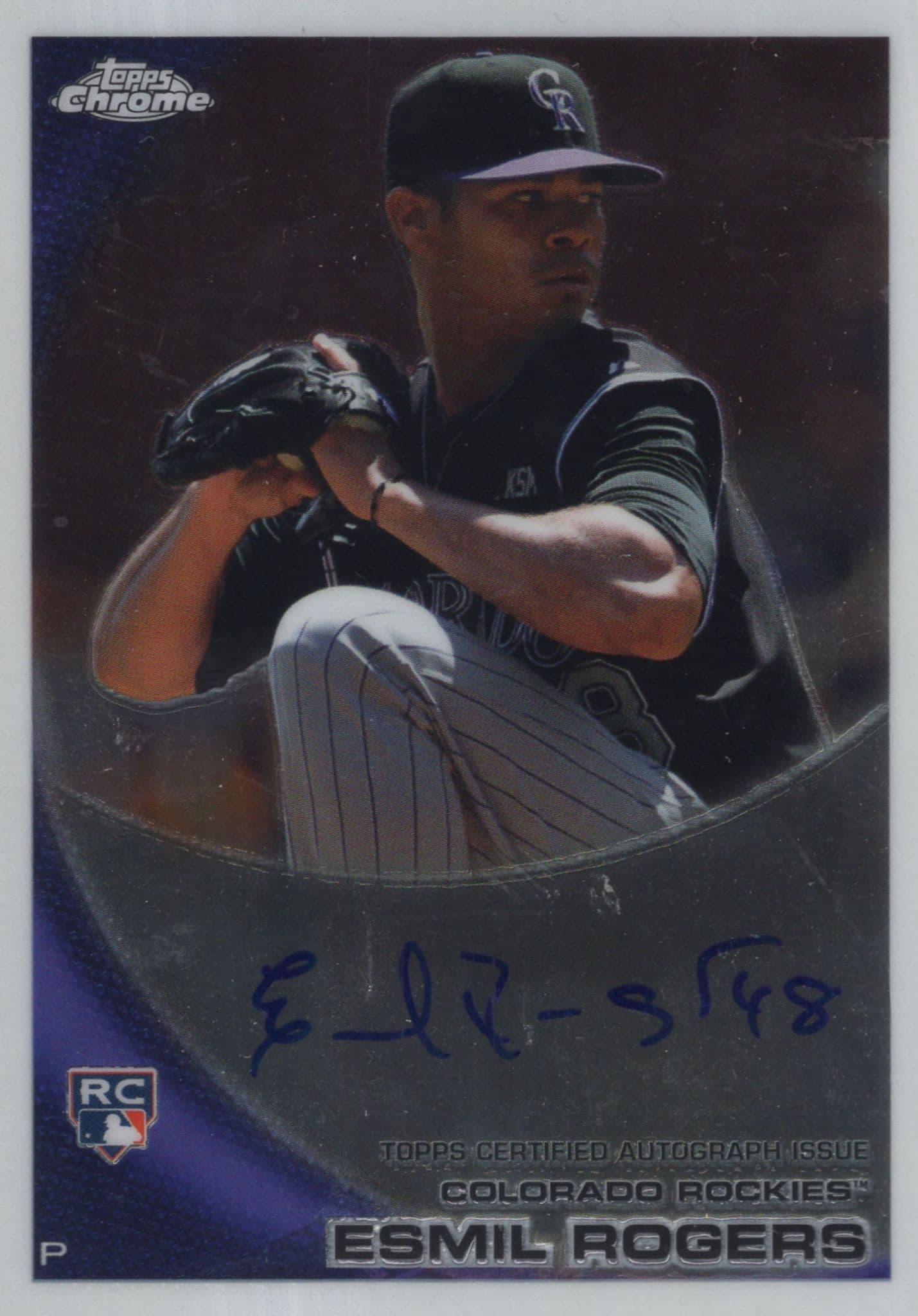 Esmil Rogers Colorado Rockies Hand Signed Baseball Trading Card
