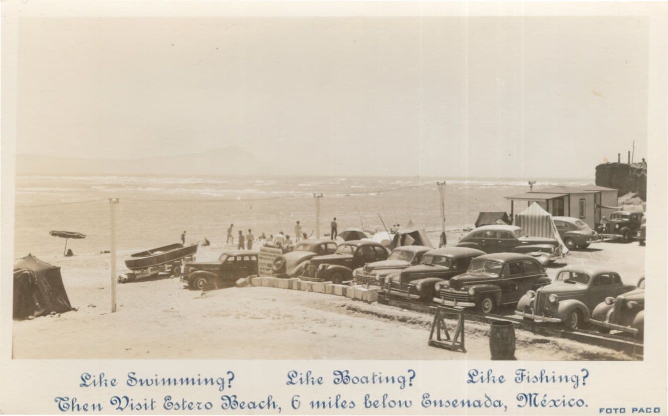 Estero Beach Fishing Boating Swimming Mexico Old RPC Advertising Postcard
