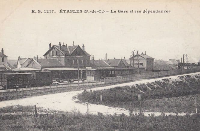 Etaples Gare French Railway Station Train Gare Antique Postcard