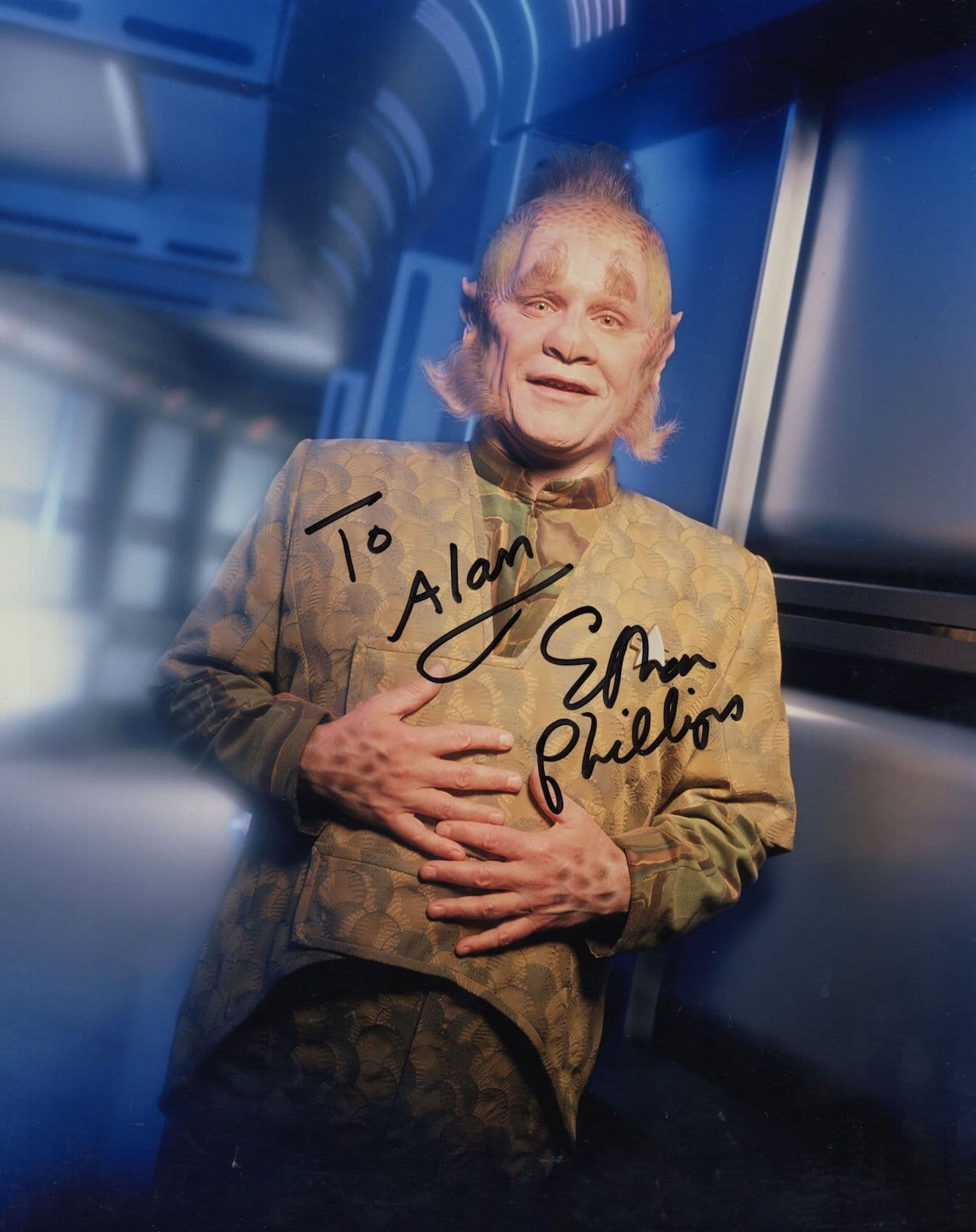 Ethan Phillips Star Trek Voyager 10x8 Hand Signed 2x COA Photo