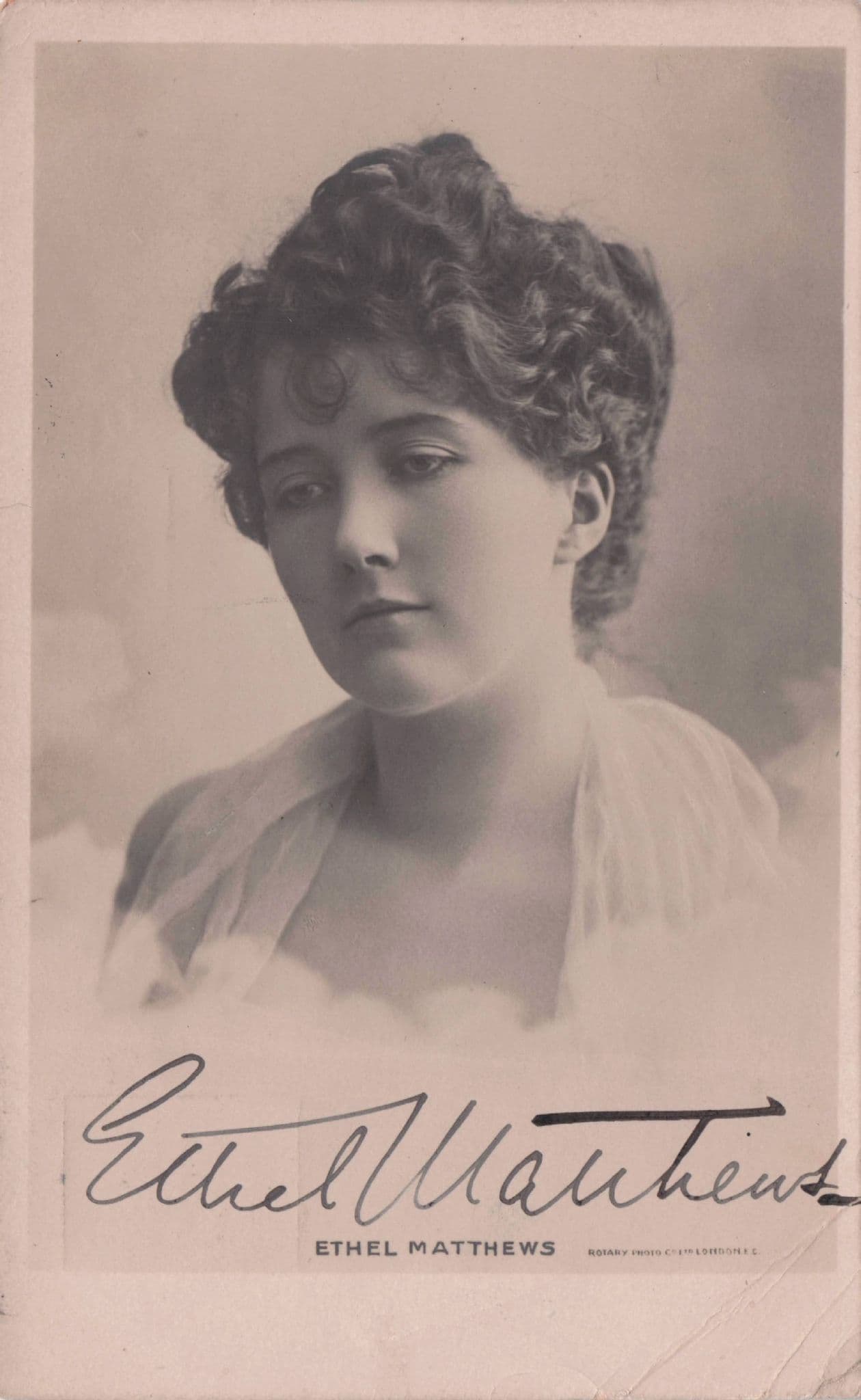 Ethel Matthews Edwardian Actress Antique Hand Signed Photo Postcard