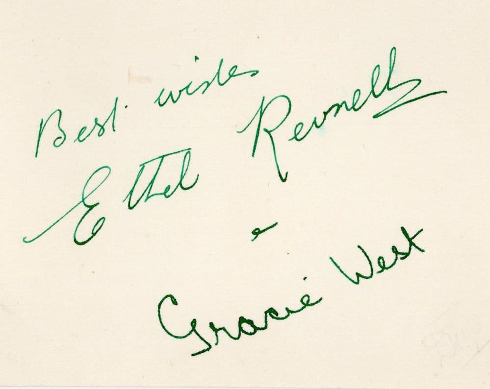 Ethel Revnell & Gracie West Hand Signed Vintage Autograph Card